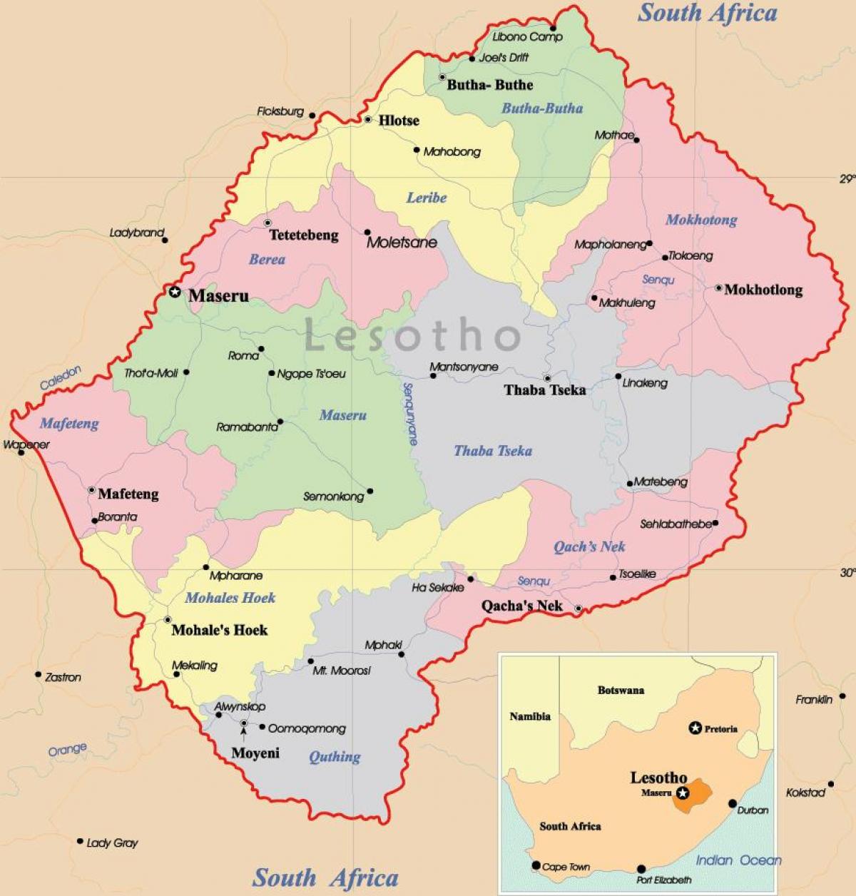 žemėlapis Lesotas