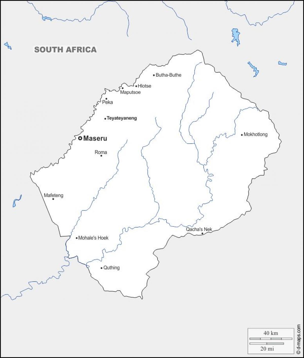 žemėlapis maputsoe Lesotas