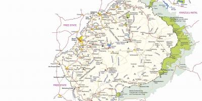 Žemėlapis Lesotas, pasienio postuose