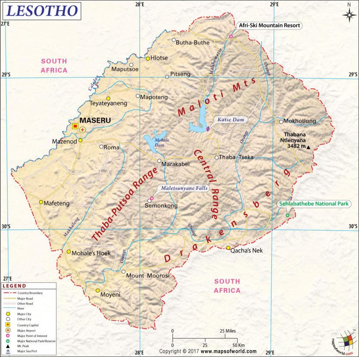 Lesotas žemėlapis nuotraukas