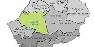 Žemėlapis Lesotas rodo rajonų